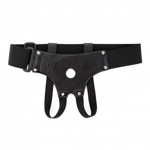Чёрные трусики для страпона с маленьким отверстием БДСМ арсенал 52007ars
