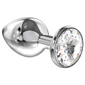 Большая серебристая анальная пробка с прозрачным кристаллом Lola toys Diamond Clear Sparkle Large 4010-01Lola (8 см)
