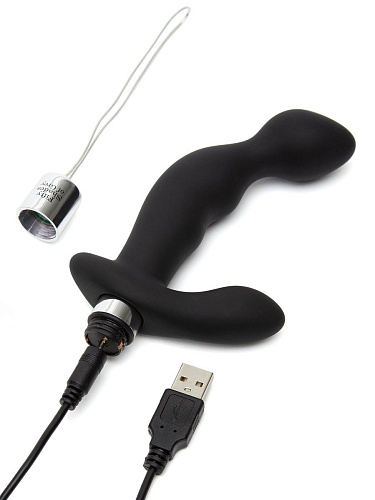 Чёрный вибромассажёр простаты Fifty Shades of Grey Relentless Vibrations Remote Prostate Vibrator FS-80009 (15,2 см)