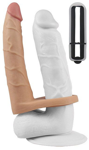 Телесная насадка-вибратор для двойного проникновения Lovetoy LV1133 (17 см)