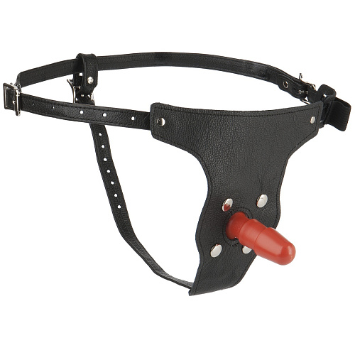 Женский страпон телесного цвета с двумя пробками Doc Johnson Vac-U-Lock Set Leather Ultra Harness 1051-02-BX (17,8 см)