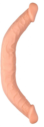 Телесный двусторонний фаллоимитатор длиной Shots Media BV Double Dong REA070FLE (48,1 см)
