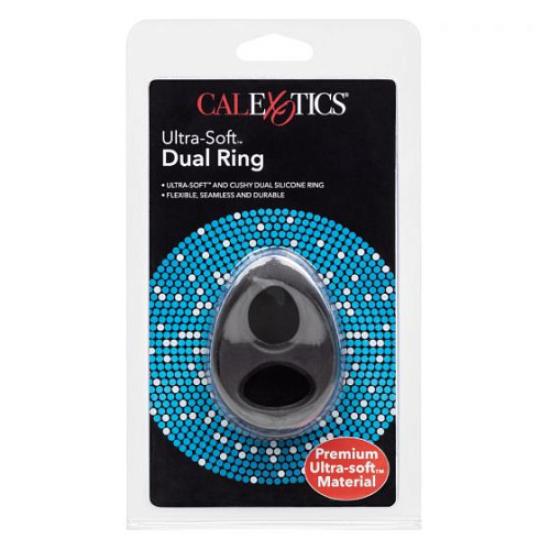 Двойное эрекционное кольцо чёрного цвета California Exotic Novelties Ultra-Soft Dual Ring SE-1369-16-2