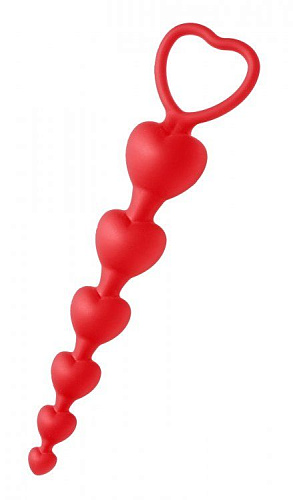 Красные анальные бусы XR Brands Sweet Heart Silicone Anal Beads AE177 (18,4 см)