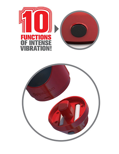 Красно-чёрный мастурбатор-ротик с вибрацией Pipedream Extreme Toyz Mega Grip Vibrating Stroker Mouth RD291