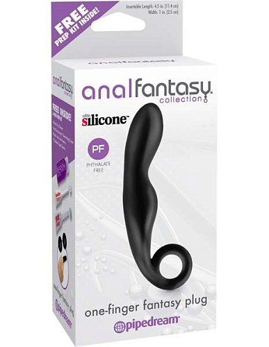 Чёрный анальный фаллоимитатор с ручкой-кольцом Pipedream PD4620-23 (11,4 см)