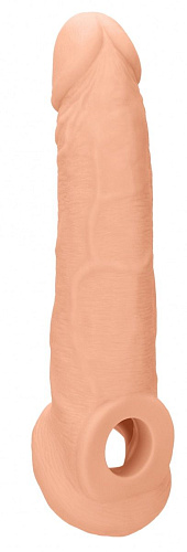 Телесная насадка с кольцом Shots Media BV Penis Extender with Rings REA074FLE (22 см)