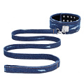 Синий джинсовый ошейник Shots Media BV With Leash Roughend Denim Style OU477BLU
