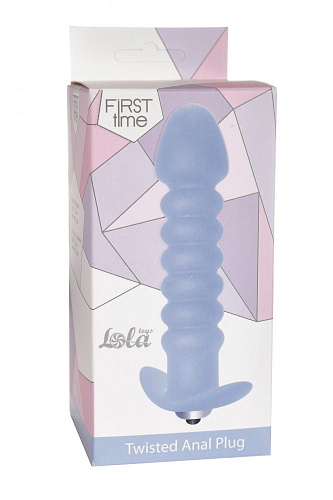 Голубая анальная пробка с вибрацией Lola toys Twisted Anal Plug 5004-02lola (13 см)