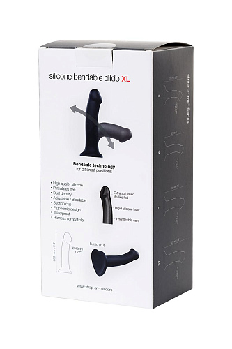 Чёрный фаллос на присоске Strap-on-me Silicone Bendable Dildo XL 6013168 (20 см)
