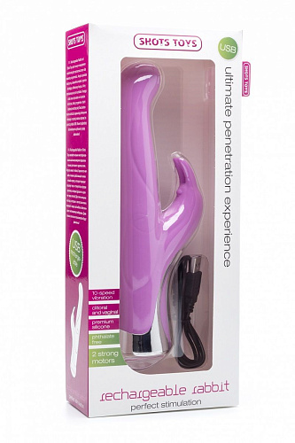 Розовый перезаряжаемый вибратор Shots Media BV Rechargeable Rabbit Pink SHT233PNK (23,5 см)