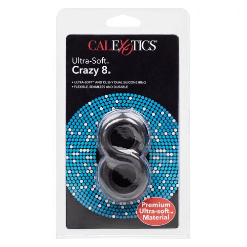 Двойное эрекционное кольцо в чёрном цвете California Exotic Novelties Ultra-Soft Crazy 8 SE-1369-11-2