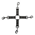 Чёрный крестообразный фиксатор Shots Media BV 4-way Leather Hogtie Cross Hogtie PAI001BLK