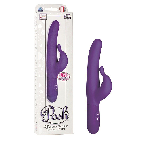 Фиолетовый водонепроницаемый силиконовый вибратор California Exotic Novelties Posh 10-Function Silicone Teasing Tickler SE-4540-40-3 (20 см)