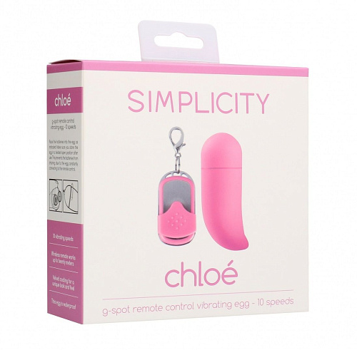 Розовое виброяйцо с пультом ДУ Shots Media BV Chloe SIM008PNK (8 см)
