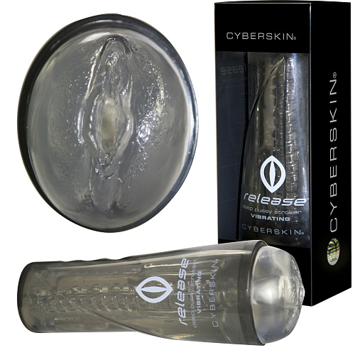 Прозрачный мастурбатор-вагина в тубусе с вибрацией Topco Sales Cyberskin Pussy 1600457