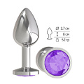 Серебристая анальная втулка с фиолетовым кристаллом Сумерки богов 513-08 purple-DD (7 см)