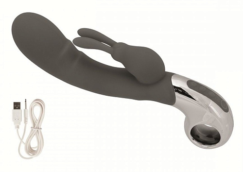 Серый вибратор California Exotic Novelties Embrace Bunny Wand SE-4610-45-3 (21 см)