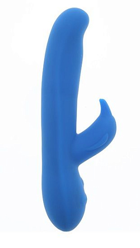 Синий вибратор с клиторальным стимулятором Seven Creations UNIK DOLPHIN 50921 (20,7 см)