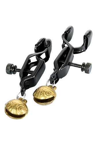Чёрно-золотистые зажимы для сосков ToyFa Theatre 705001