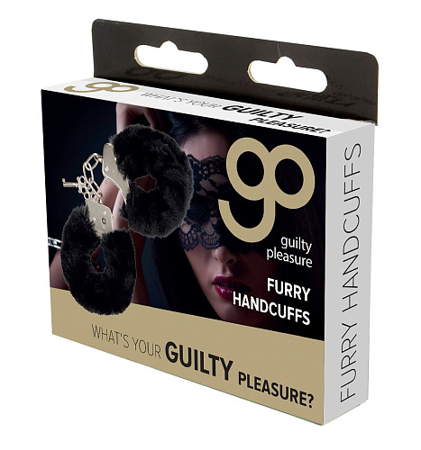 Чёрные меховые наручники с ключиками Blush Novelties Furry Handcuffs 520052