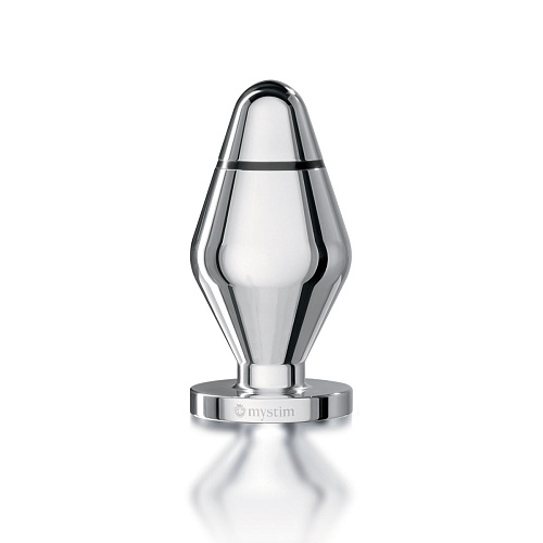 Серебристая анальная втулка для электростимуляции MyStim Little John 46200 (9 см)