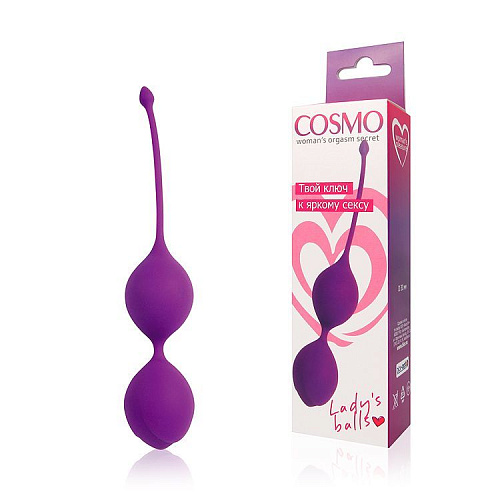 Фиолетовые двойные вагинальные шарики с хвостиком Bior toys Cosmo CSM-23008
