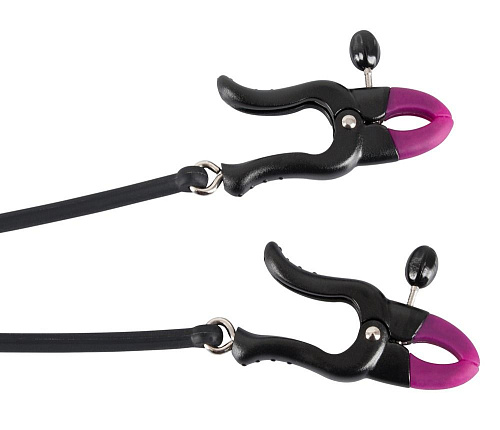 Чёрно-розовые зажимы на соски и клитор Orion Silicone Nipple Clit Clamps 0516856