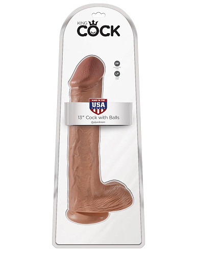 Кофейный фаллоимитатор-мулат на присоске Pipedream 13 Cock with Balls PD5533-22 (35,6 см)