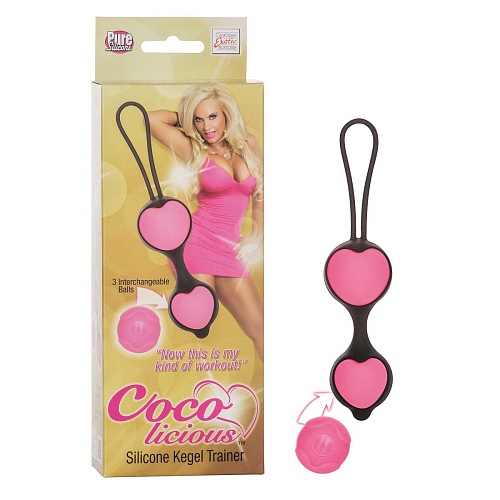 Розово-чёрные вагинальные шарики из силикона California Exotic Novelties Coco Licious Kegel Balls SE-2931-02-3