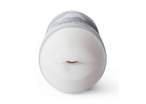 Бело-серебристый мастурбатор-ротик с вибрацией Topco Sales Vulcan Love Skin Masturbator Wet Mouth Vibe 1600151