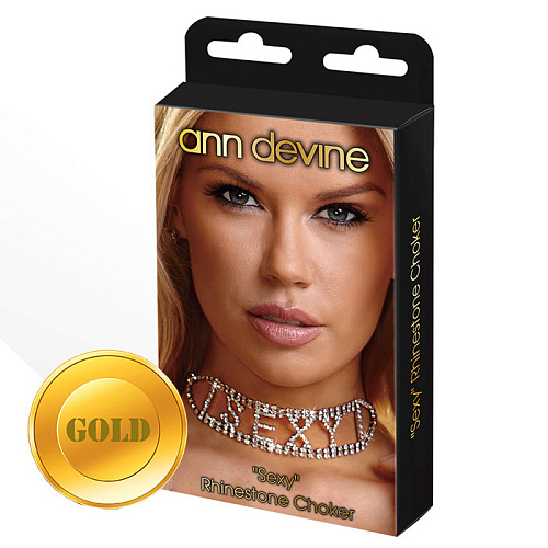 Золотистый чокер из кристаллов Ann Devine SEXY Rhinestone Choker DIA-6