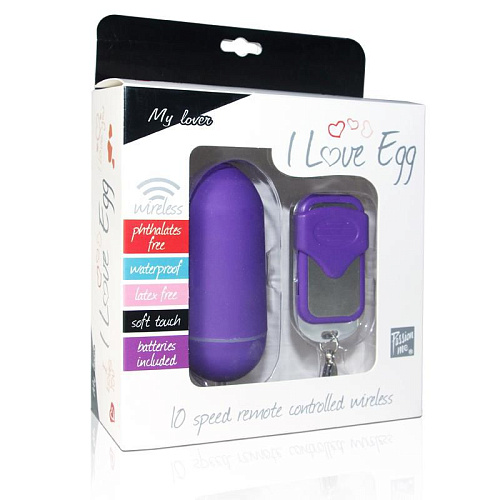 Большое фиолетовое виброяйцо с 10 скоростями вибрации Lovetoy I Love Egg BT01L (9 см)