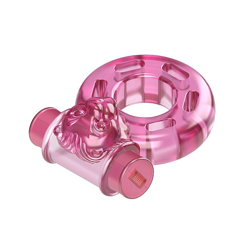 Розовое эрекционное виброкольцо Baile Pink Bear BI-010084A