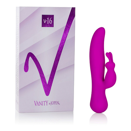 Фиолетовый вибромассажёр со стимулятором-зайчиком Jopen Vanity Vr16 JO-4774-14-3 (21,5 см)