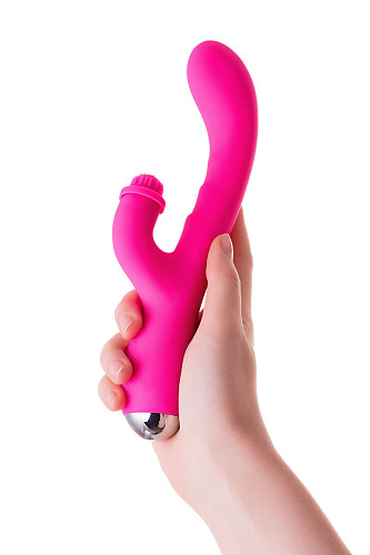 Розовый силиконовый вибратор с клиторальным стимулятором Nalone Idol CS-BO05 (22,4 см)