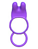Эрекционное фиолетовое кольцо с вибрацией и подхватом для мошонки Pipedream Twin Teazer Rabbit Ring PD5802-12