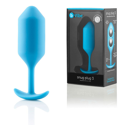 Голубая пробка для ношения b-Vibe Snug Plug 3 BV-009-TL (12,7 см)