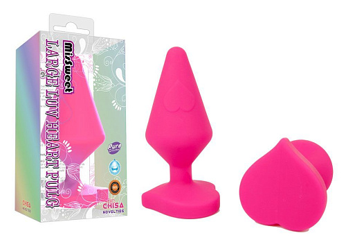 Розовая коническая анальная пробка с сердечком-ограничителем Chisa CN-101498603 (8 см)