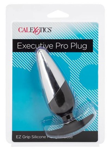 Серебристо-чёрная анальная пробка California Exotic Novelties Executive Pro Plug SE-0413-02-2 (12,75 см)