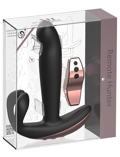 Чёрный анальный вибратор с дополнительным стимулятором ML Creation Remote Hunter ML45 (16,4 см)