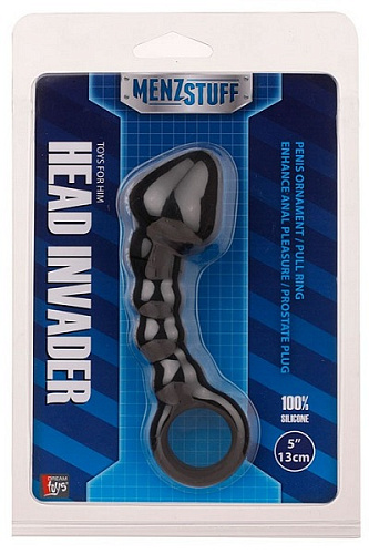 Чёрный анальный стимулятор с кольцом Dream Toys HEAD INVADER 20717 (13 см)
