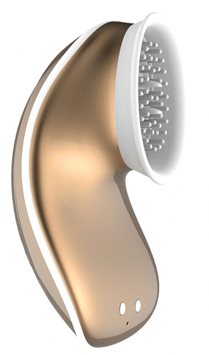 Золотистый вибромассажёр с вакуумным эффектом Shots Media BV Twitch Hands INN001GLD