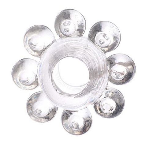 Прозрачное гелевое эрекционное кольцо-цветок ToyFa 818001-1