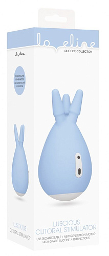 Голубой клиторальный стимулятор с тремя отростками Shots Media BV Luscious LOV020BLU