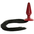 Красная анальная пробка среднего размера с хвостом Doc Johnson PONY PLAY 2066-02-BX