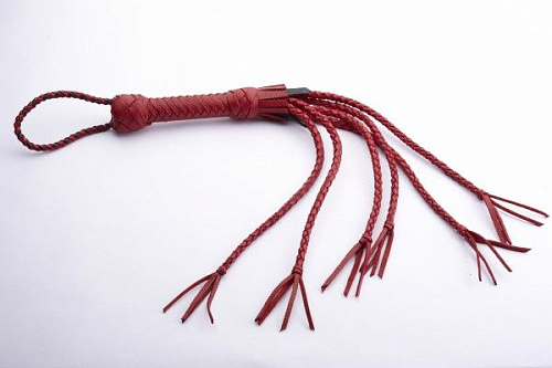 Красная кожаная плеть с хлопушками на кончиках Sitabella 4027-2