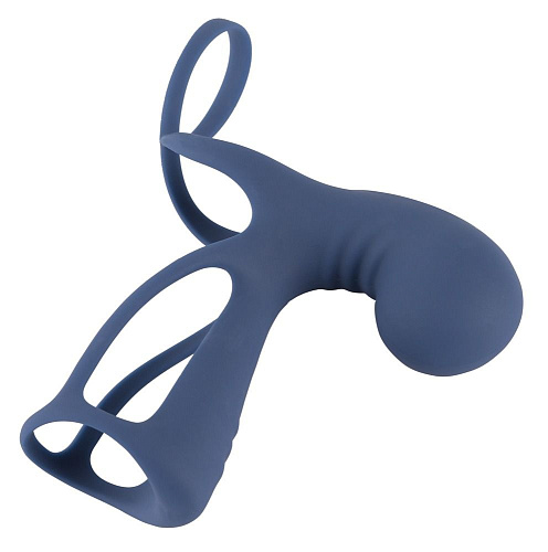 Синяя вибронасадка на пенис Orion Vibrating Cock Sleeve with Ball Ring 05948650000