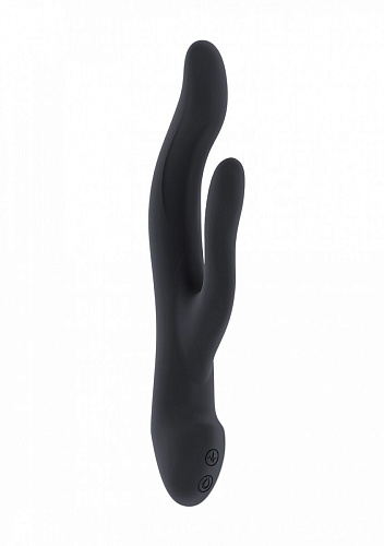 Чёрный вибратор с клиторальным отростком Shots Media BV Keira JIL004BLK (21,3 см)