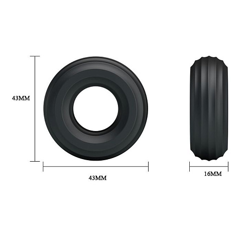 Набор из 3 чёрных эрекционных колец различного размера Baile BI-210179